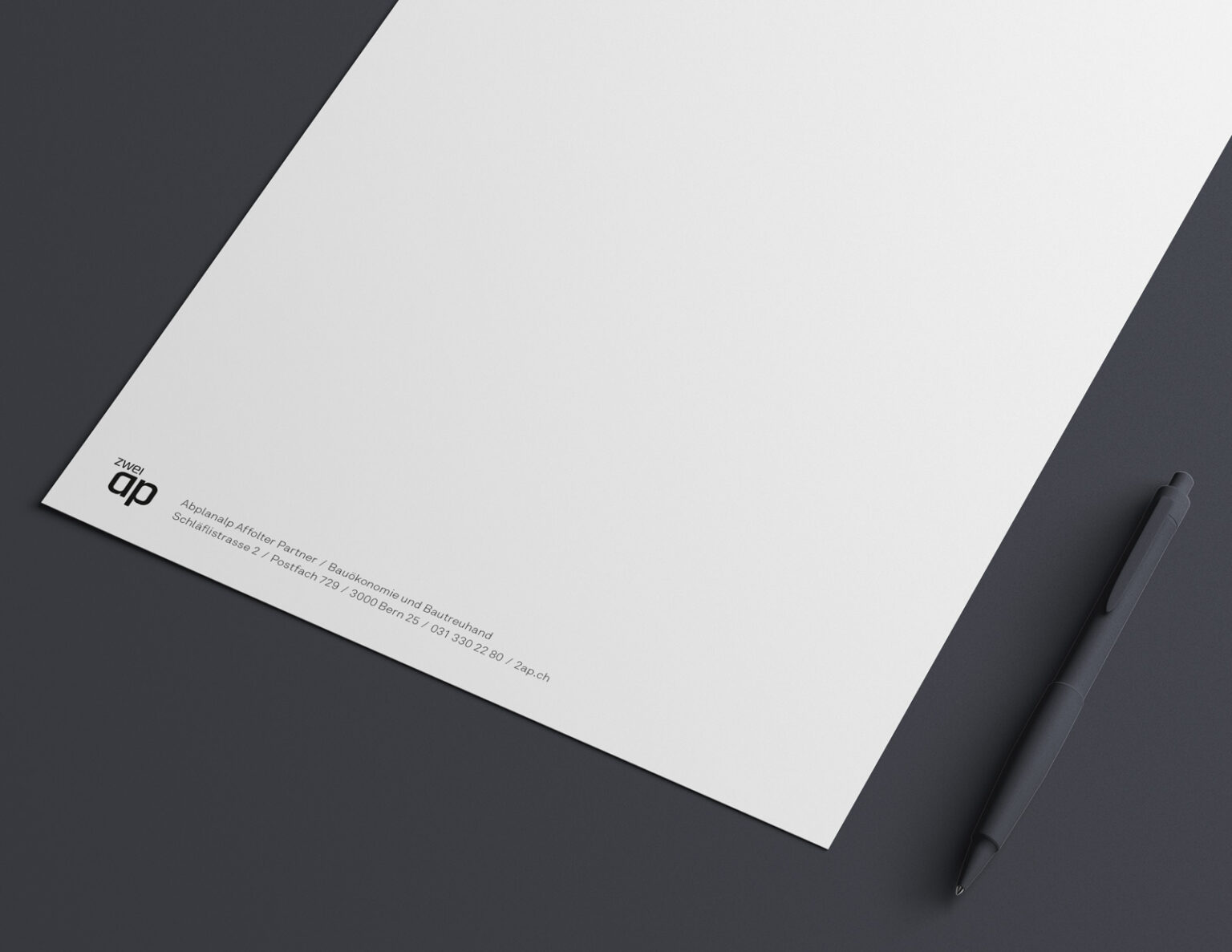 Corporate Design für 2ap / Logo, Geschäftsdrucksachen und Website.