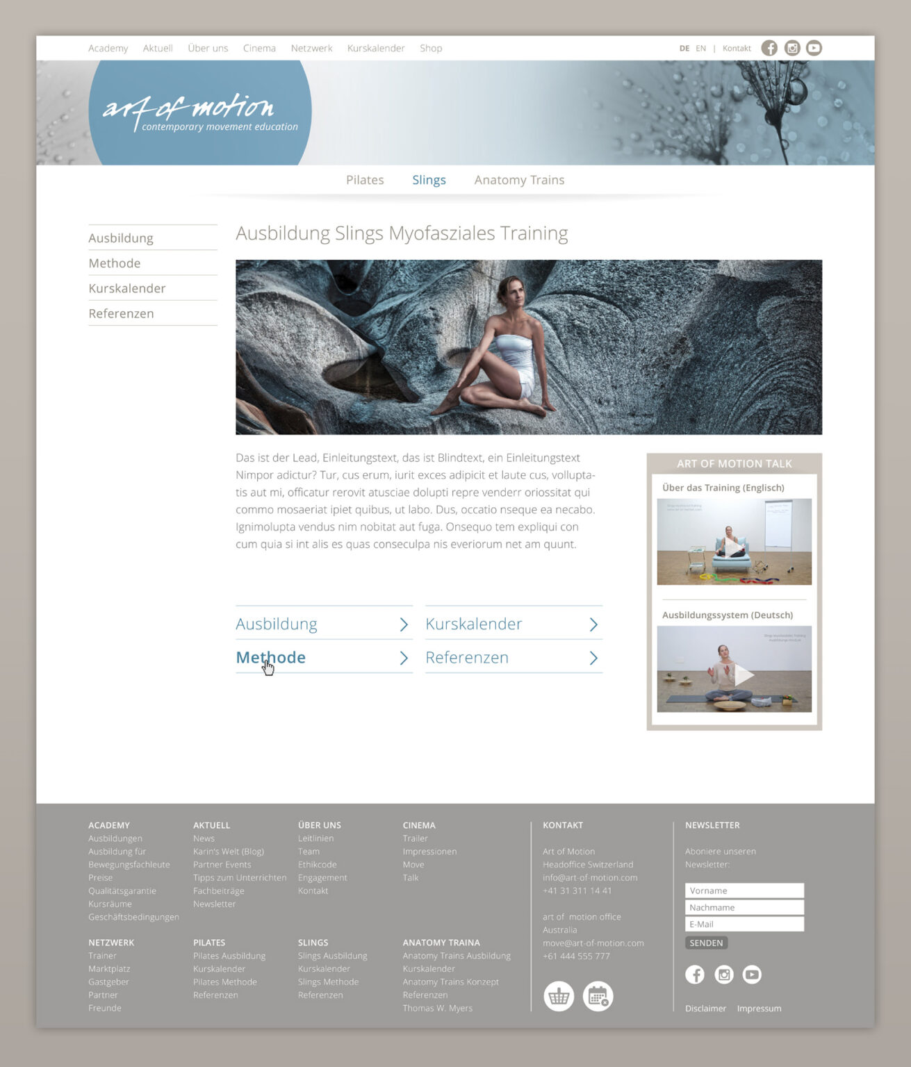 Webdesign für art of motion