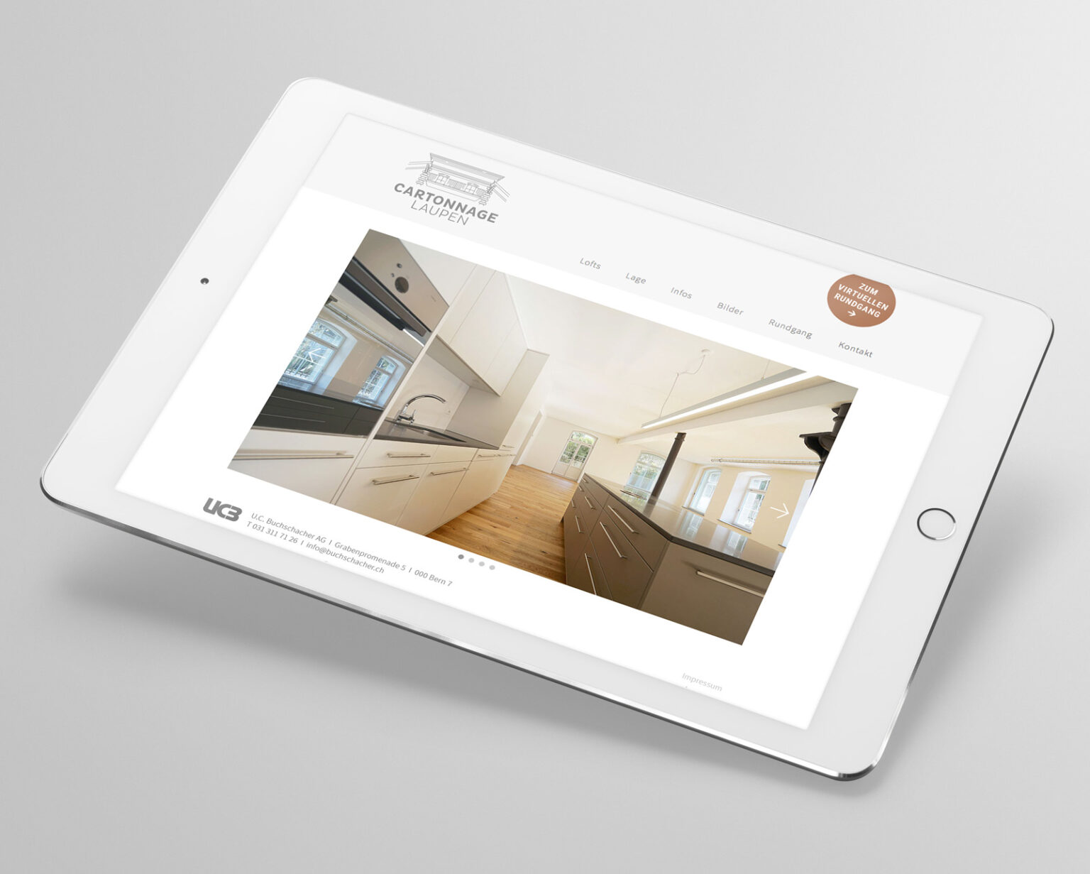 Website für Immobilienvermarktung Cartonnage Laupen