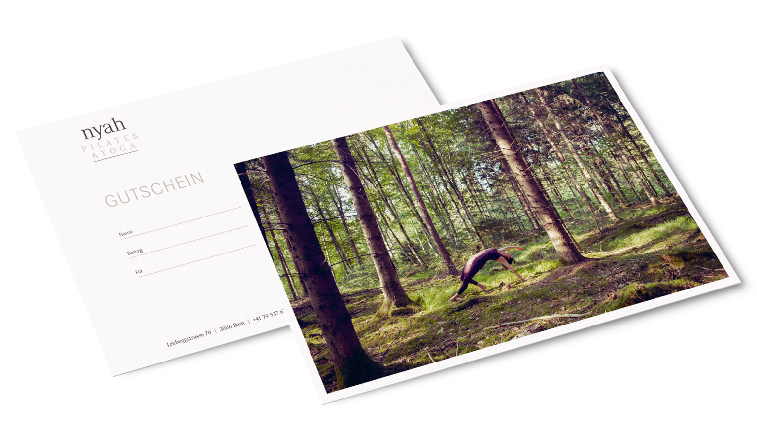 Visuelles Konzept für nyah Pilates & Yoga​ (Postkarten)