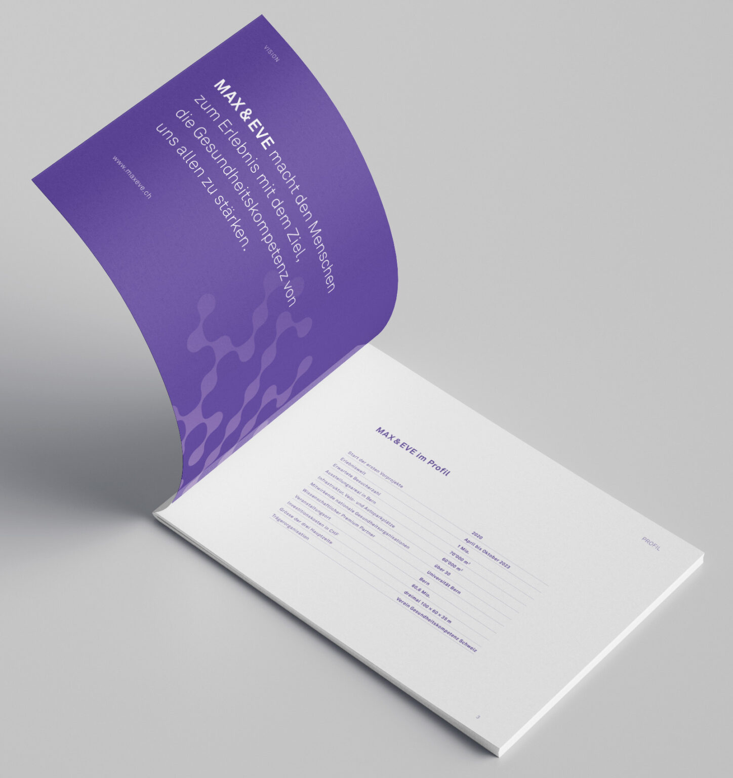 Broschüre für Max & Eve, Logo, Merkenauftritt und Gestaltung der Broschüre