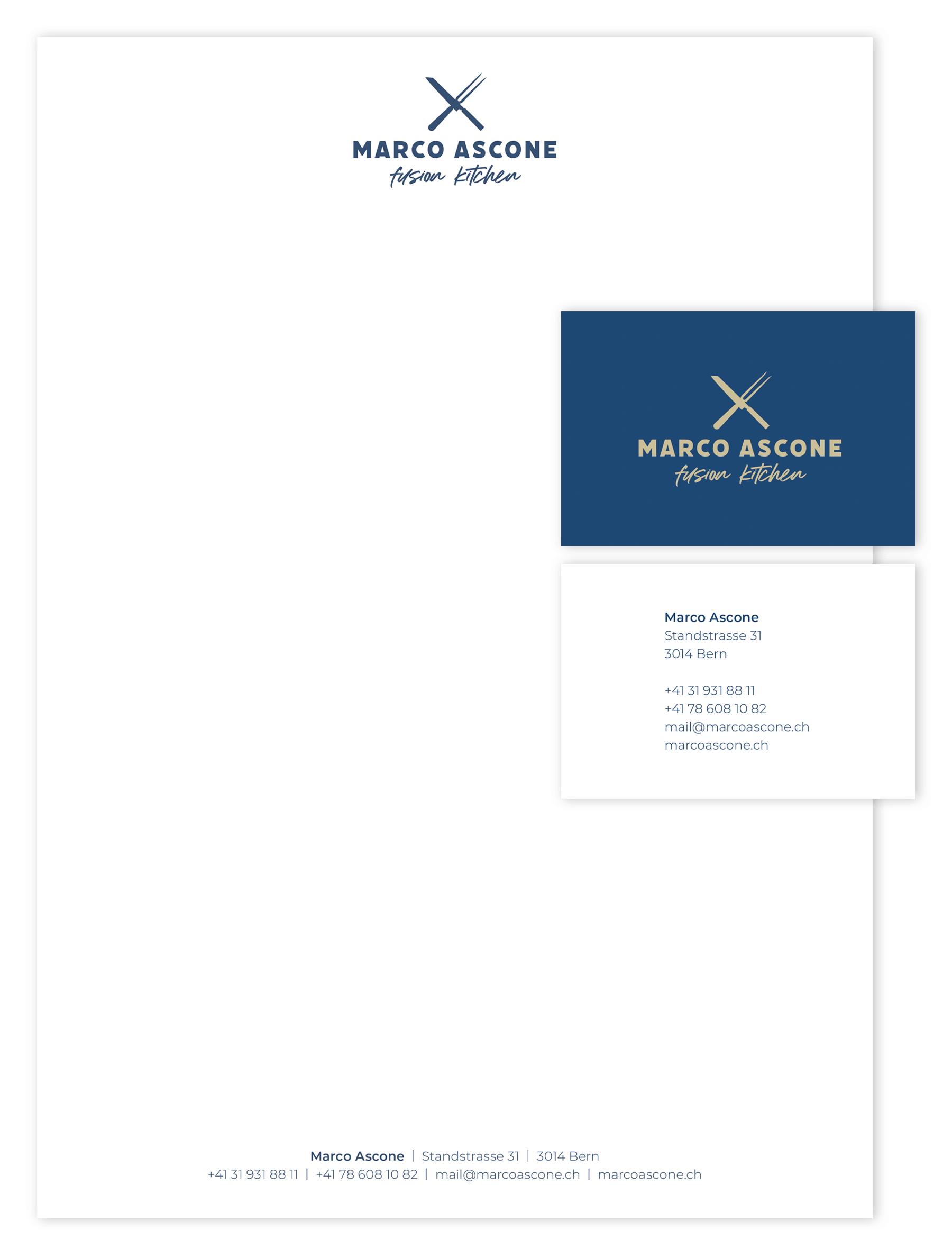 Logo, Brief und Visitenkarte für Marco Ascone, Bern