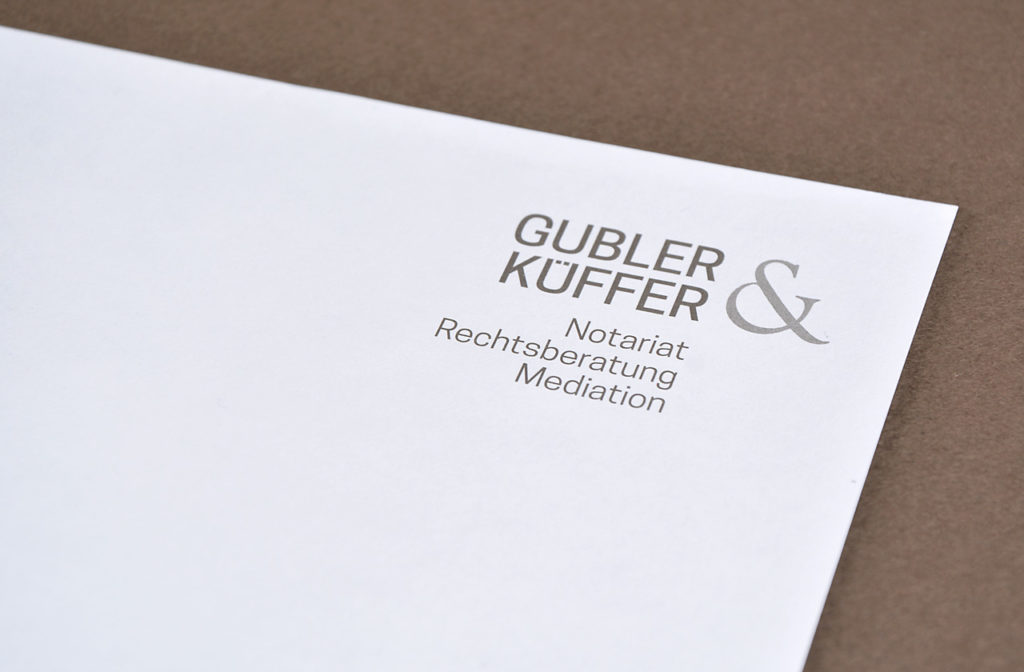 Gestaltung Firmenauftritt für Gubler Küffer (Logo, Briefschaft, Website)