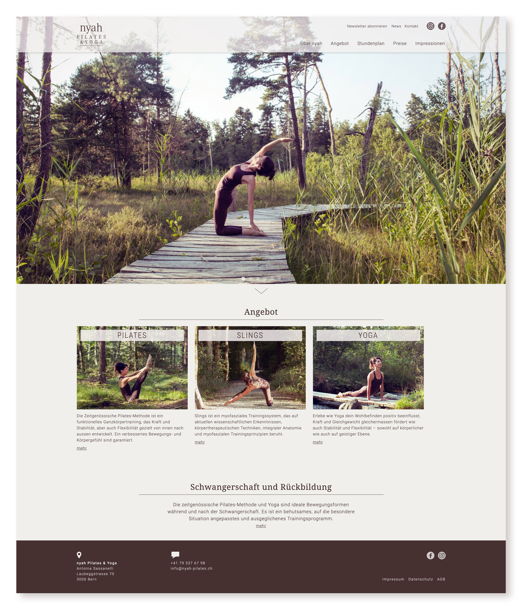 Website für nyah Pilates & Yoga​