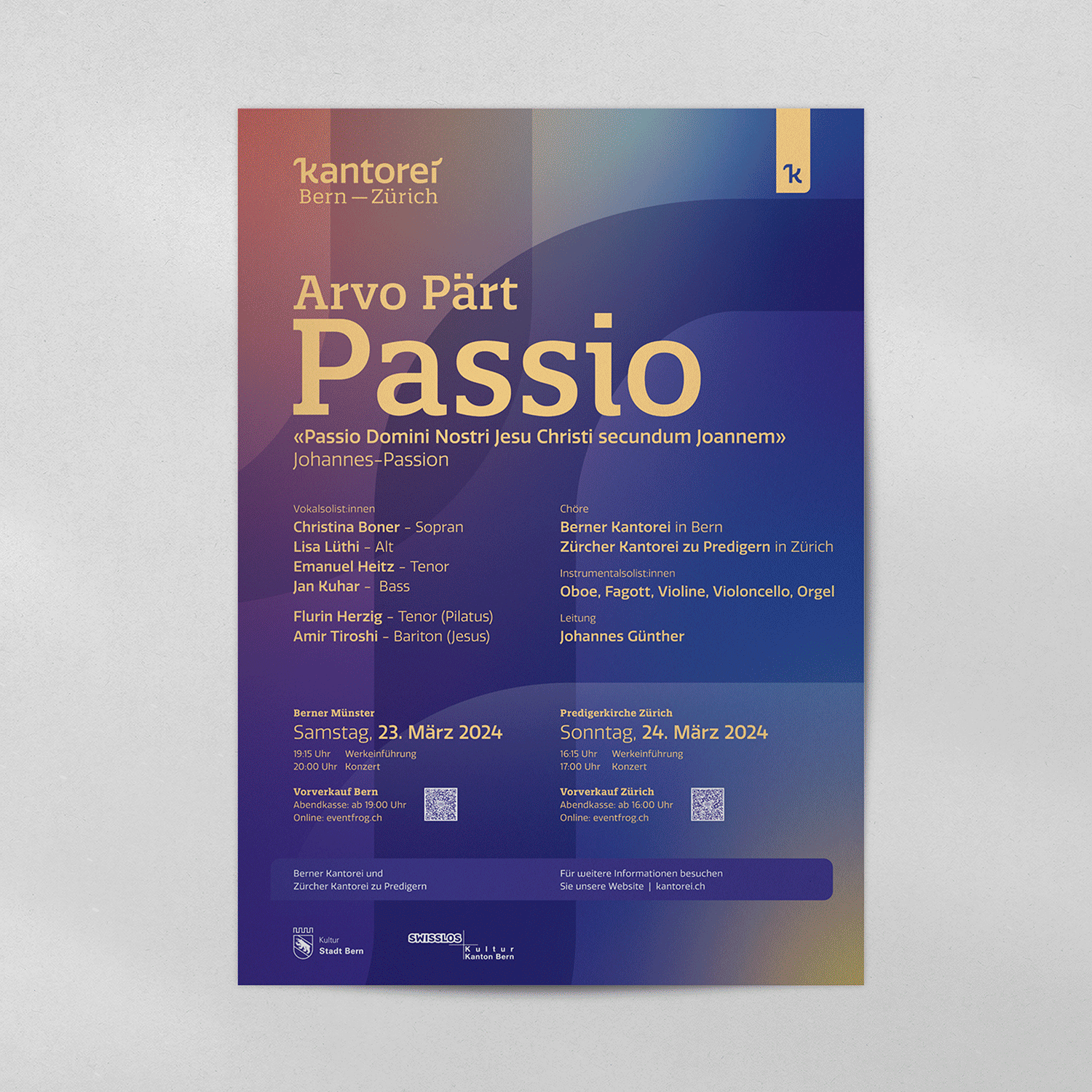 Grafikdesign Konzertplakate – Kantorei Bern + Zürich