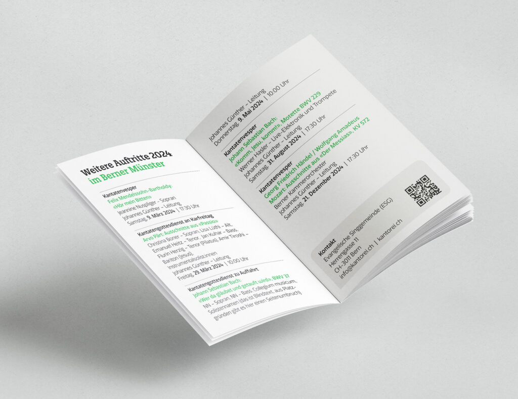 Corporate Design für Berner Kantorei / Programmheft offen