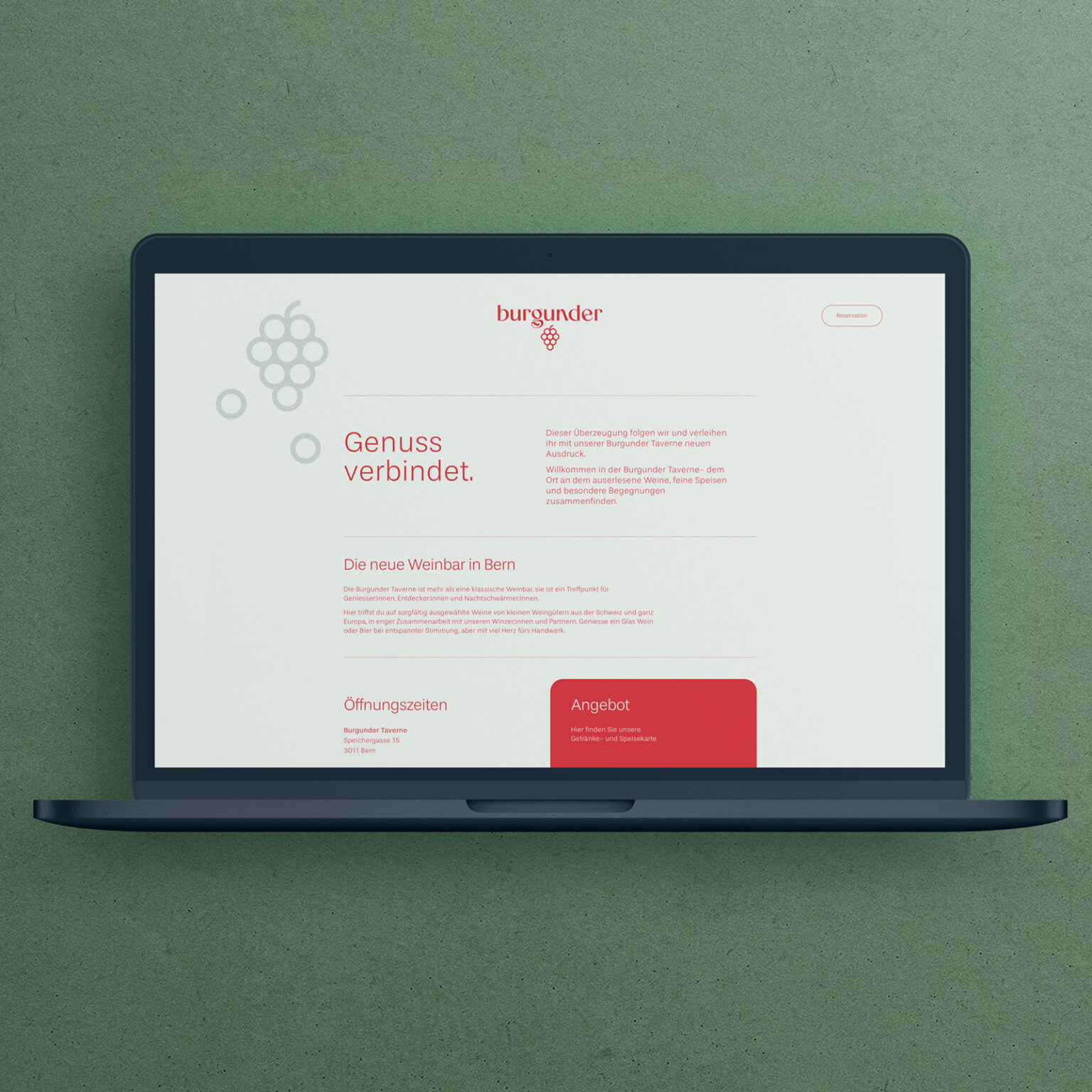 Webdesign – Burgunder Taverne Bern